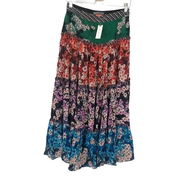 NWT Anthropologie Bhanuni by Jyoti Anarosa Tiered Maxi Skirt Floral Boho 4 $158 - Picture 7 of 12